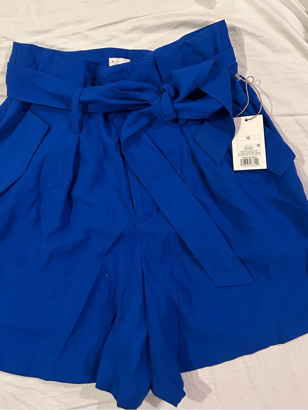 a new day Royal Blue Paperbag Waist Tie-Belt Shorts